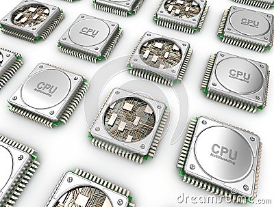 Array of CPU's . Central processor units Stock Photo