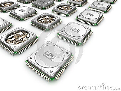 Array of CPU's . Central processor units Stock Photo