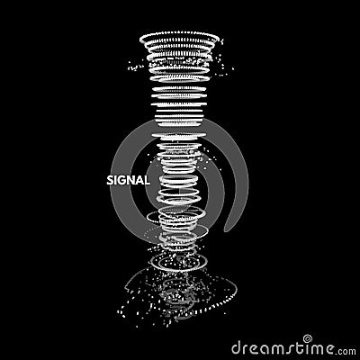 Array with dynamic particles. 3d technology style. Abstract background. Vector illustration Vector Illustration