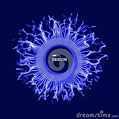 Array with dynamic particles. 3d technology style. Abstract background. Vector illustration Vector Illustration