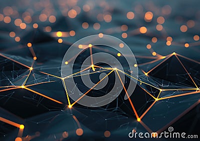An array of interconnected geometric shapes, forming a complex network Stock Photo