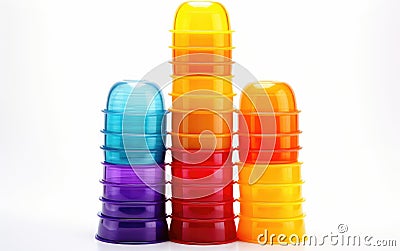 Array of Multicolored Plastic Cups for Stacking Game -Generative Ai Stock Photo