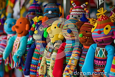 an array of multicultural sock puppet characters on a multicultural festival Stock Photo