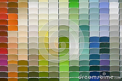 Paint Color Chips in Many shades Stock Photo