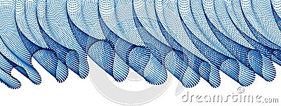 Array of particles flowing, dynamic wave transparent tulle textile on wind. 3d vector illustration. Mesh round dots, beautiful Vector Illustration