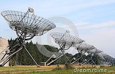 An array of radio telescopes in the Netherlands Stock Photo