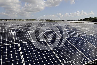 Array of solar panels Stock Photo