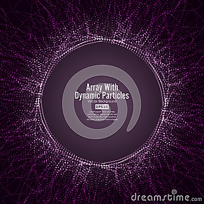 Array Vector With Dynamic Particles. Round Dots And Lines. Graphic Abstract Background Lighting Effect Vector Illustration