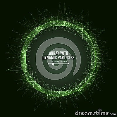 Array Vector With Dynamic Particles. Round Shape Of . Graphic Abstract Background Lighting Effect Vector Illustration