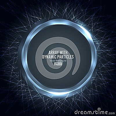 Array Vector With Dynamic Particles. Round Shape Of . Graphic Abstract Background Lighting Effect Vector Illustration