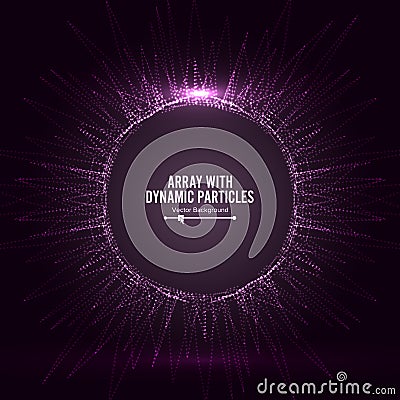 Array Vector With Dynamic Particles. Technology Motion Design. Graphic Abstract Background Lighting Effect Vector Illustration