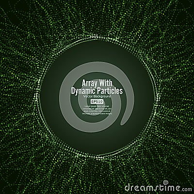 Array Vector With Splash Emitted Particles. Connection Round Structure. Visualization Abstract Background Swirle Vector Illustration