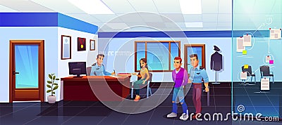 Arrest of criminal in police station, policeman Vector Illustration