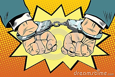 Arrest, hands cuffed Vector Illustration