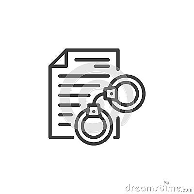 Arrest warrant document line icon Vector Illustration