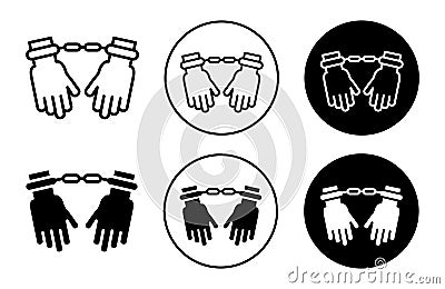 Arrested icon collection of outline thin line symbol or sign Vector Illustration