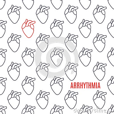 Arrhythmia heart icon patterned poster on white background Vector Illustration