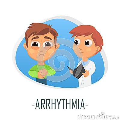 Arrhythmia medical concept. Vector illustration. Cartoon Illustration