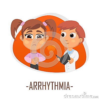 Arrhythmia medical concept. Vector illustration. Cartoon Illustration