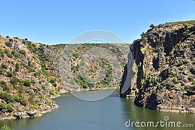 Arribes do Douro photo casts from the top of the jetty, Mirand Stock Photo