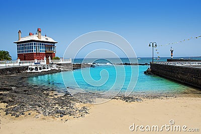 Arrieta Haria beach in Lanzarote coast at Canaries Stock Photo