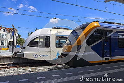 Arriva Spurt (D E-GTW) on the Vechtdallijnen at the station of Zwolle Editorial Stock Photo