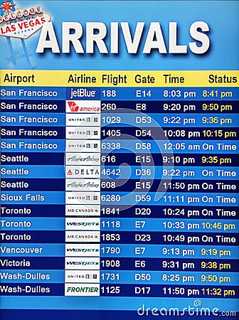 airport arrival display terminal board editorial international nevada carran mc destinations vegas showing las