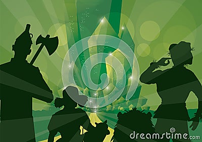 Arrival at emerald city horizontal Vector Illustration