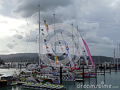 Arrival of first four yachts into Airlie Beach on the Clipper Round the World Editorial Stock Photo