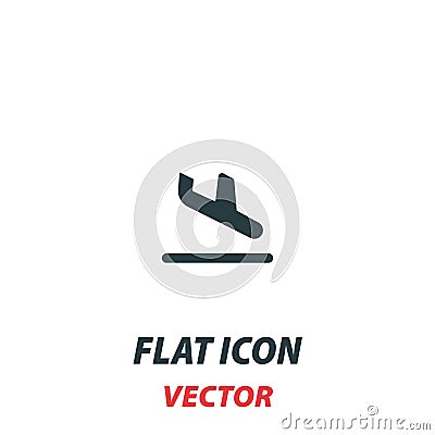 Arrival Landing icon in a flat style. Vector illustration pictogram on white background. Isolated symbol suitable for mobile Vector Illustration