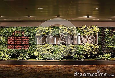 Arrival sign at Changi Airport Singapore Stock Photo