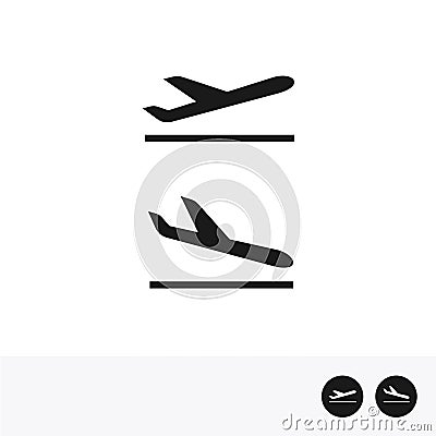 Arrivals and departure plane icons. Vector Illustration