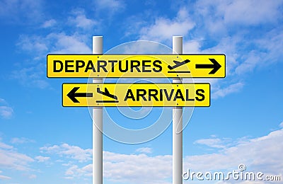 Arrivals Departures Sign Stock Photo