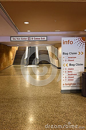 Arrivals terminal at Tucson International Airport Editorial Stock Photo