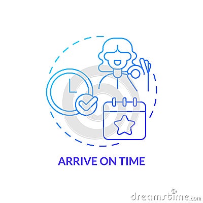 Arrive on time blue gradient concept icon Vector Illustration