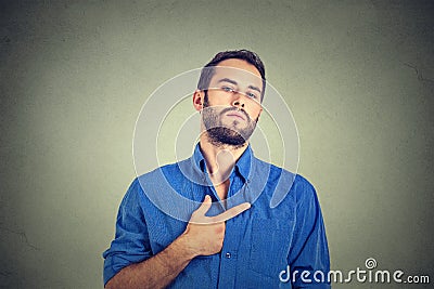 Arrogant bold self important stuck up man with napoleon complex Stock Photo