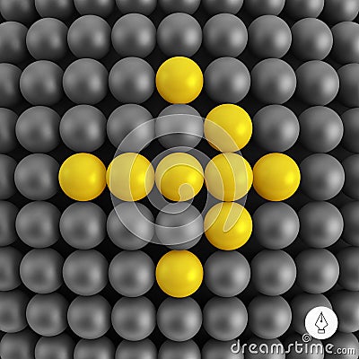 Arrow. Abstract technology background with balls Vector Illustration