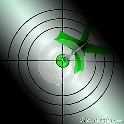 Arrow Aiming On Dartboard Showing Targeting Perfection Stock Photo