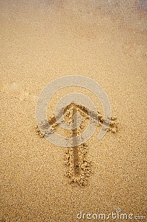 Arrow in beach sand Stock Photo