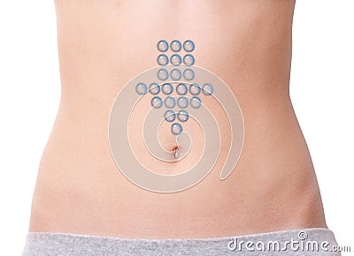 Arrow on belly Stock Photo