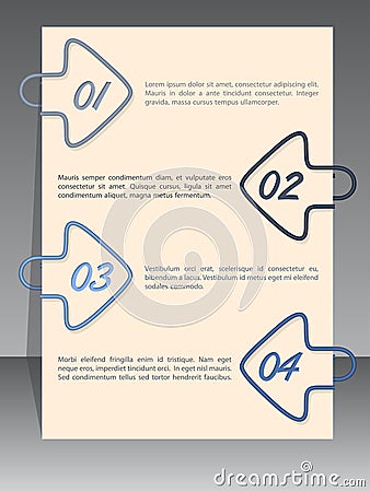 Arrow binding clip infographic with sample text Vector Illustration