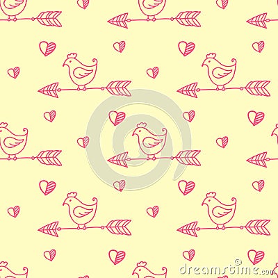 Arrow bird pattern love handpainted Vector Illustration