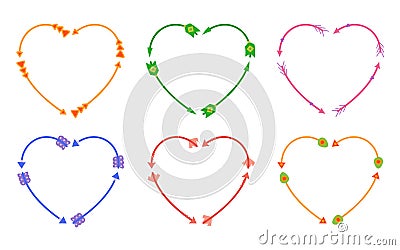 Arrow bow heart vector flat coloful for girls Vector Illustration