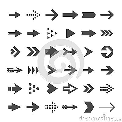 Arrow button icons. Right arrowhead signs. Rewind and next vector symbols Vector Illustration