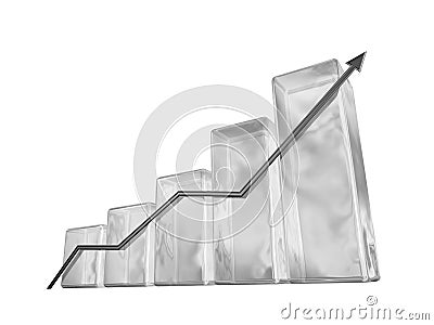 Arrow chart from glass Stock Photo