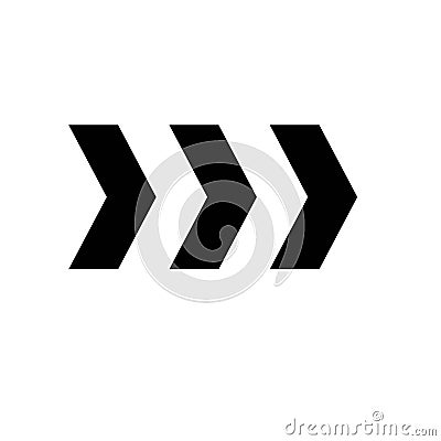 Arrow chevron symbol. Black arrows symbols set. Warning striped arrow Vector Illustration