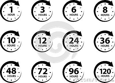 Arrow Clock Time. Hours time arrow. Time line icon. Delivery and service time icon. Deadline concept. Work Time Service Vector Illustration