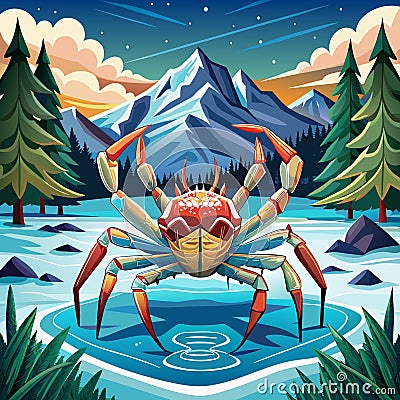 Arrow Crab cheating screams lake Snow vector Vector Illustration