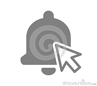 Arrow cursor click the notification bell icon. Subscribe button, bell notification symbol. Vector Illustration