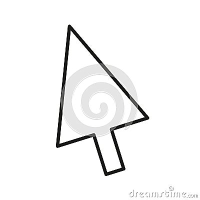 Arrow cursor icon. Simple outline vector. Black pointer illustration. Basic computer symbol. Vector Illustration